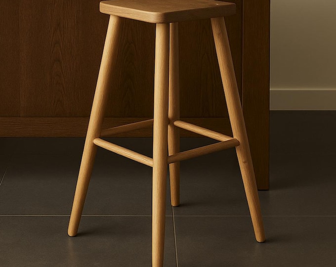 Minimalist Wooden Counter / Bar Stool – Scandinavian Style Stool | Handcrafted Solid Wood Stool | Perfect for Kitchen Islands and Bars