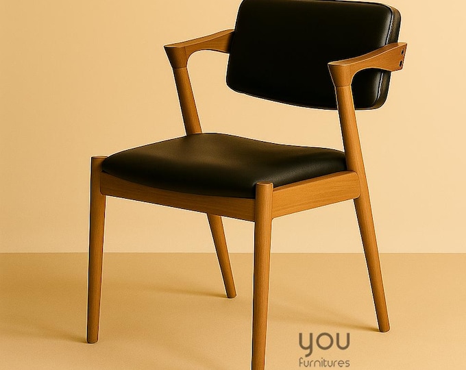 Mid Century Chair with Linen - Velvet - Vegan Leather - Customized Upholstery - Dining Chair Set - Living Room Chairs - Dining Room Chairs