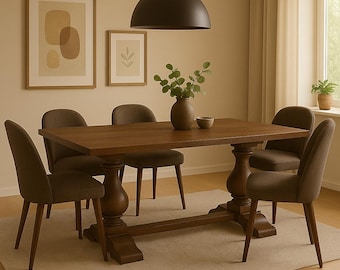 Handmade Rectangular Solid Wood Dining Table – Custom Finish - 170x90cm - 200x100cm