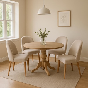 Round Wooden Dining Table – Handmade Dining Table | Custom Sizes | Seats 3–6 | Custom Finish Options