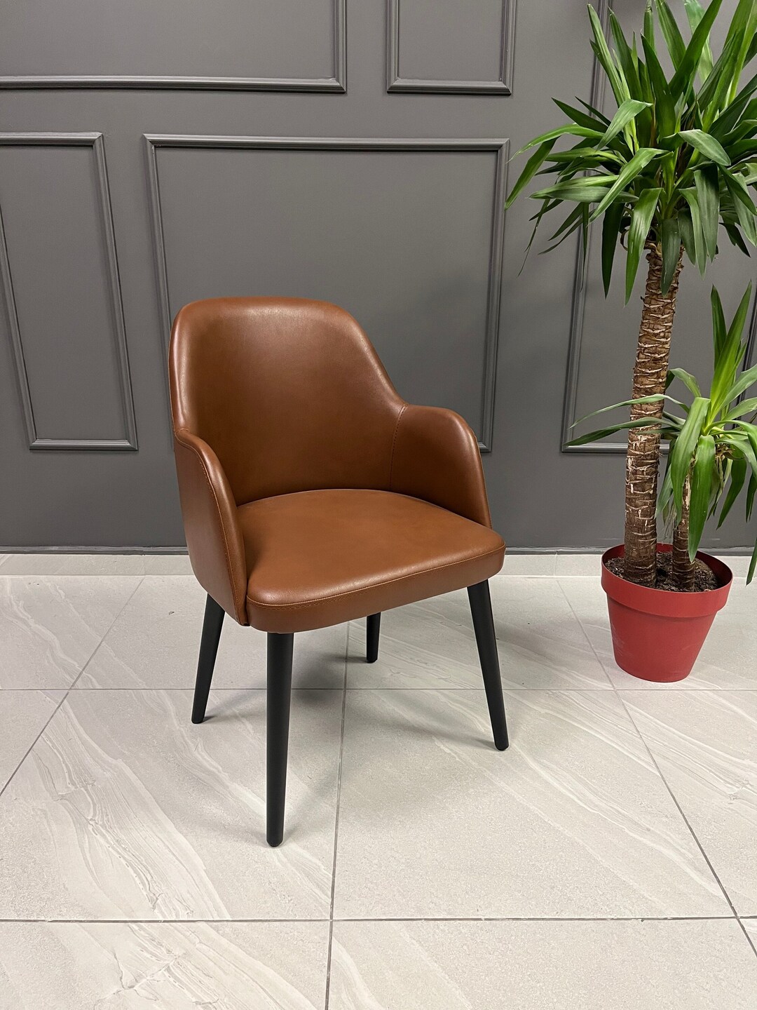 Chair - Upholstered Chair With Arms - Dining Room Chair - Wooden Legs - Chairs for Living Room ...