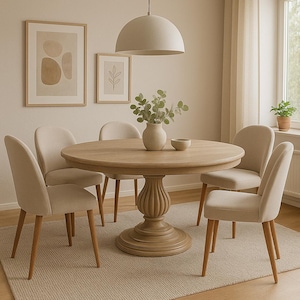 Round Wooden Dining Table – Handmade Solid Wood | Multiple Sizes | Seats 3–6 | Custom Finish Options