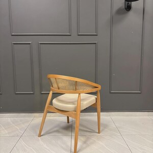Houten rotan eetkamerstoel - Leren stoelen - Fluwelen stoelen - Houten poten - Woonkamer - Keukenstoel - Bureaustoel afbeelding 4