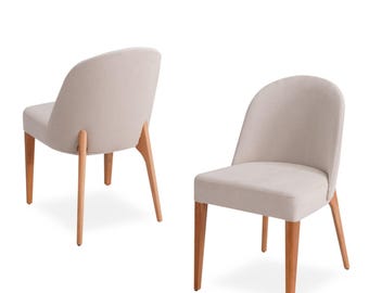 Wooden Dining Chair with Upholstered Back - Personalized Seat Material and Stain Color - Dining Chair - Chairs for Living Room