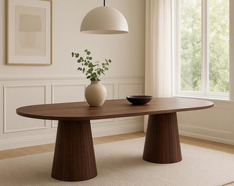 Mesa de comedor ovalada hecha a mano, disponible en 180x90, 200x100, 230x100, 250x100 y 280x100 cm (6, 8, 10 o 12 plazas). Elegante mobiliario de comedor. Envío exprés.