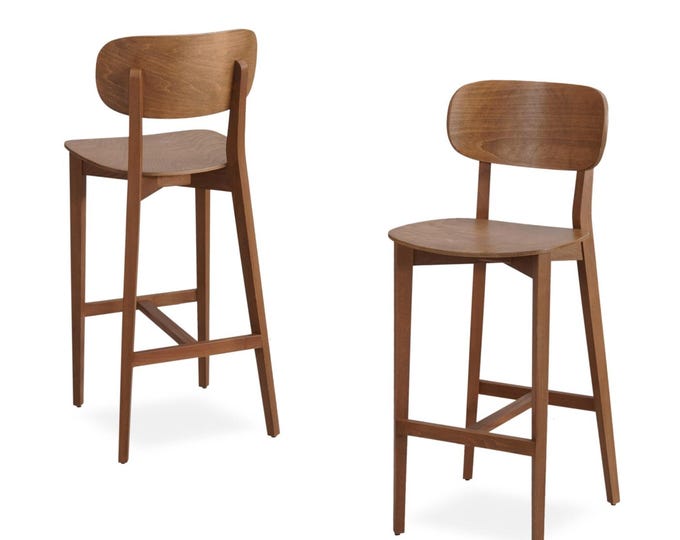 Counter Stool with Wooden Seat - Personalized Stain Options