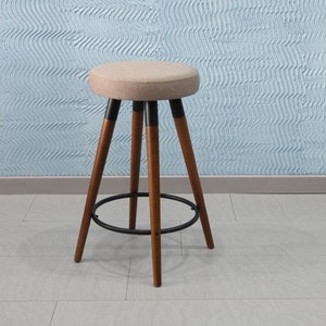Sgabelli da bar/bancone - Seduta fissa - Altezza personalizzata - Sedie da bar/bancone - Sgabelli da bancone - Gambe in legno - Seduta in velluto/pelle