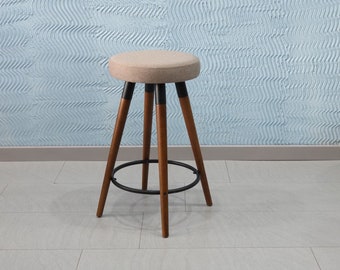 Bar / Counter Height Stools - Fixed Seat - Personalized Height - Bar / Counter Chairs - Counter Stools - Wooden Legs - Velvet/Leather Seat