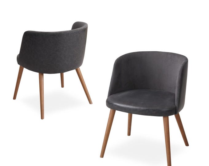 Wooden Dining Chair with Upholstered Back - Personalized Seat Material - Walnut Wooden Legs - Living Room - Kitchen Chair - Dine Chair