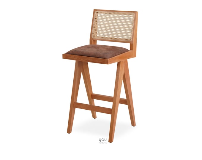 Counter Stool with Wooden Legs - Personalized Seat and Legs - Personalized Seat Options - Counter Height Stool