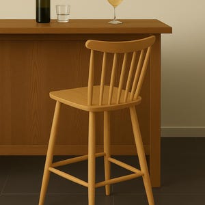 Handmade Wooden Counter / Bar Stool – Scandinavian Style | Handcrafted Solid Wood Stool | Kitchen Islands and Bar Stools