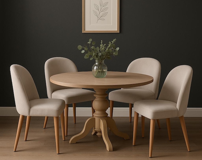 Pedestal Table - Round Wooden Dining Table – Handmade Dining Table | Custom Sizes | Seats 3–6 | Custom Finish Options