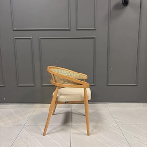Houten rotan eetkamerstoel - Leren stoelen - Fluwelen stoelen - Houten poten - Woonkamer - Keukenstoel - Bureaustoel afbeelding 3