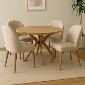 Round Dining Table – Artisan-Crafted Hornbeam Wood | 4 Size Options | Elegant & Durable