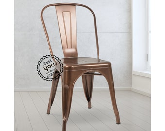 Stoel - Metalen stoel Buiten - Bronskleurige metalen stoel - Caféstoel - Buitenstoel - Stapelbare stoel