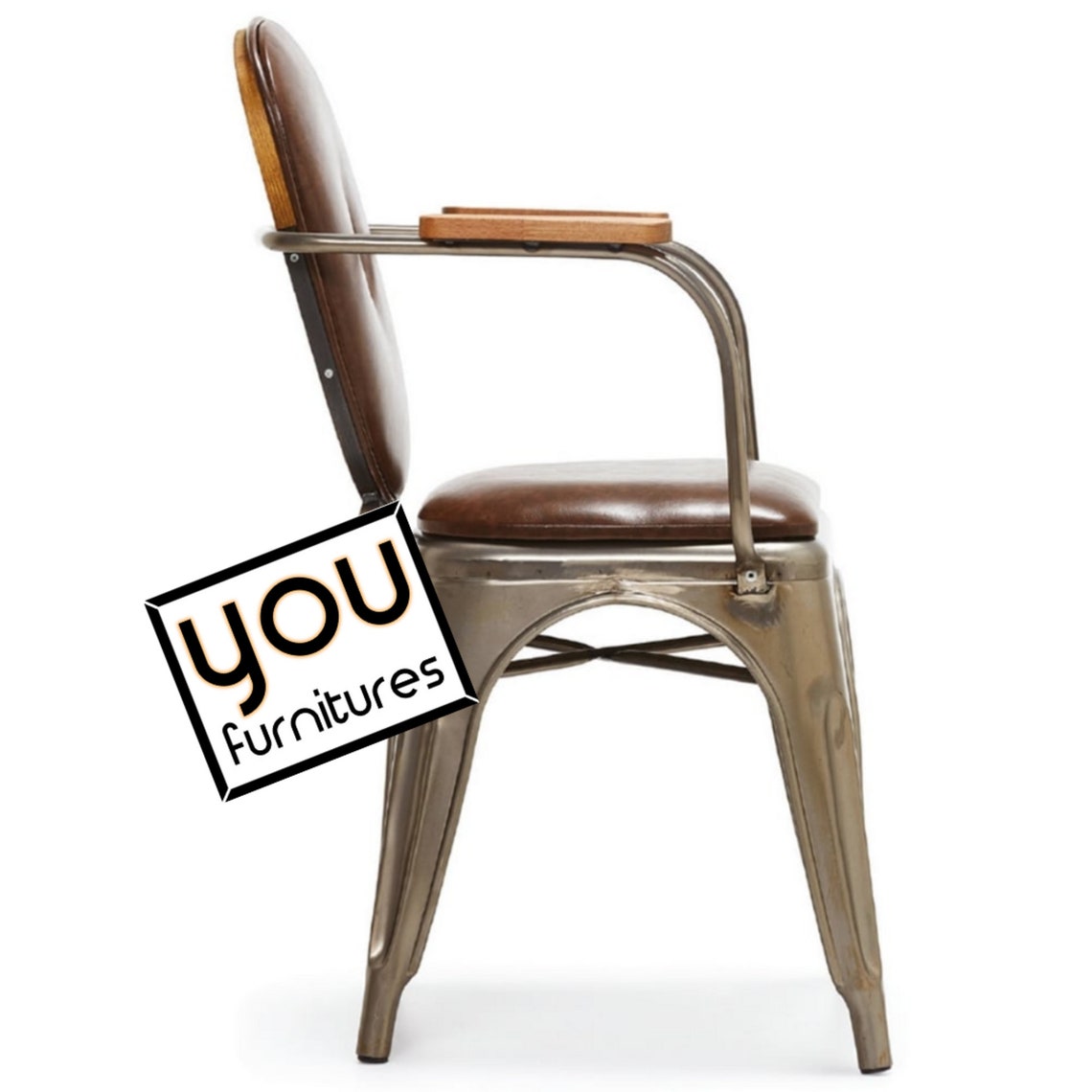Chair Industrial Metal Dining Chair With Wooden Detail Etsy