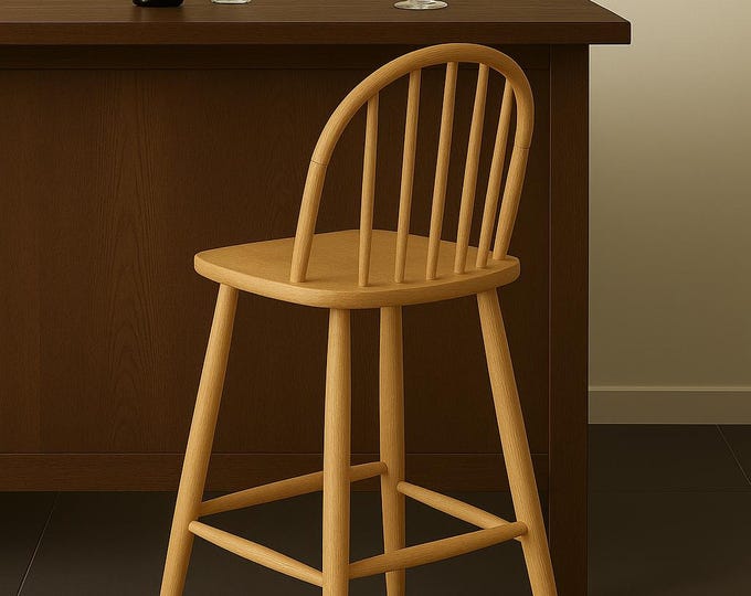 Handmade Wooden Counter Stool – Scandinavian Style | Handcrafted Solid Wood Stool | Kitchen Island Stools