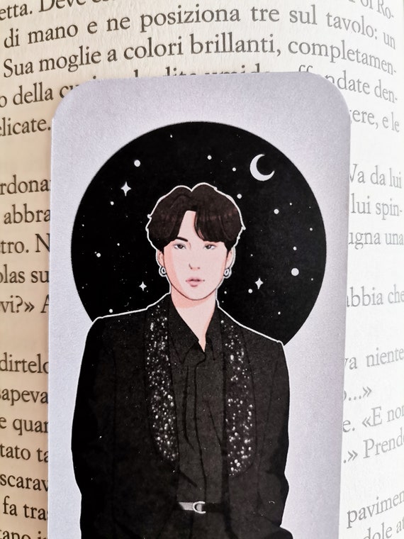 BTS Bookmark Suga Min Yoongi 민윤기 Black Illustrated Kpop | Etsy Ireland