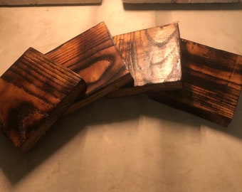 4 beautiful Japanese Shou sugi ban coasters