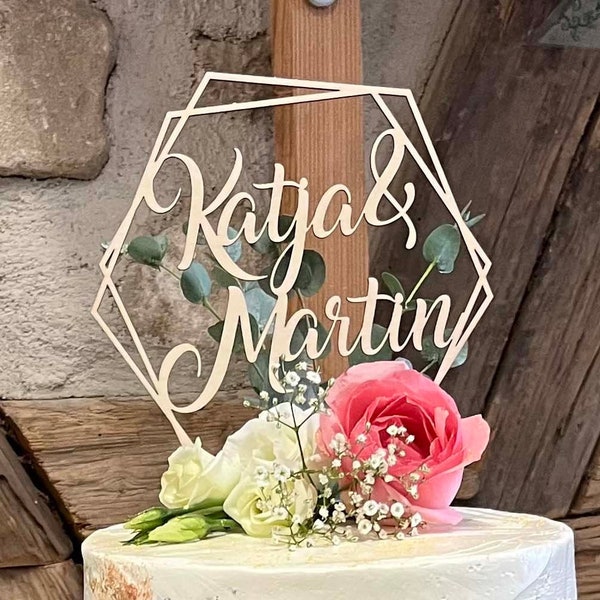 Cake Topper Hochzeit I Hexagon I Mr und Mrs I Glaube I Kuchentopper I Kuchen Topper I Caketopper Name