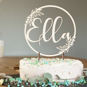 Cake Topper "Name" mit Blumenranken I personalisierter Cake Topper Geburtstag I Einschulung I Abitur I Schulabschluss
