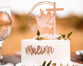 Cake Topper Baptême I Communion I Confirmation I Foi I Cake Topper I Cake Topper I Caketopper avec nom supplémentaire