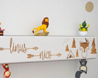 Tonie Shelf Large 40 Tonies I Toniebox shelf with child's name and fox I Space for up to 40 Tonies I Solid wood