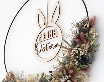 Easter bunny I wooden sign "Happy Easter" I Easter door wreath