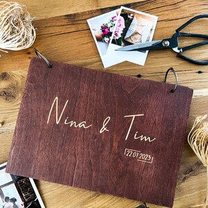 Gästebuch zur Hochzeit aus Holz I Erinnerungsbuch Hochzeit I Fotobuch I Party Gästebuch Hochzeit I Elefantenholz I Gästebuch Minimalistisch