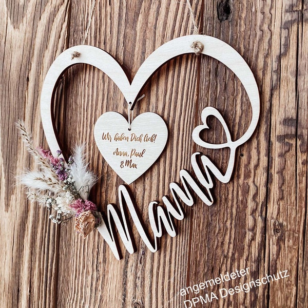 Mother's Day Gift Mom, Gift Mom, Personalized Gift Idea Mom, Grandma Mother's Day, Personalized Heart I DPMA Protected
