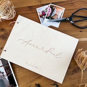 Gästebuch zur Hochzeit aus Holz I Erinnerungsbuch Hochzeit I Fotobuch I Party Gästebuch Hochzeit I Elefantenholz I Gästebuch Minimalistisch