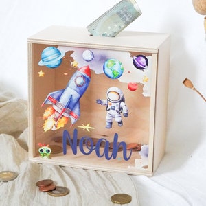 Money box personalized, money boxes, Christmas child, baptism, money box child, money box wood, baptism gift, personalized money box