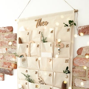 Calendario de Adviento para llenar | Calendario de Adviento niños | Calendario de Adviento personalizado | tela | letras | calendario navideño