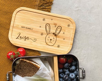 Lunch box in acciaio inox I lunch box personalizzato I lunch box asilo I lunch box per bambini I lunch box in legno di elefante I lunch box in coniglio