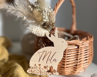 Cesta de Pascua | Cesta de Pascua niños| Cesta de Pascua con nombre | Personalizado | Niños | Regalo de Pascua | Colgante de madera nombre Huevo de Pascua