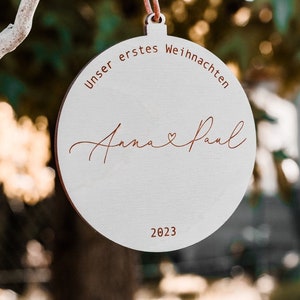 Personalized wooden Christmas ball I Christmas ball couple name I Our first Christmas I Newlyweds 2023