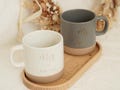 Personalizable wooden tray with engraved cups I Wedding gift set for Mr. and Mrs. I Bride and Groom I Mister and Miss product logo
