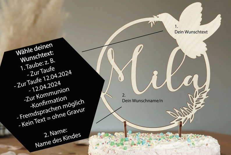 Cake Topper Taufe I Kommunion I Konfirmation I Glaube I Kuchentopper I Kuchen Topper I Caketopper Name Bild 7