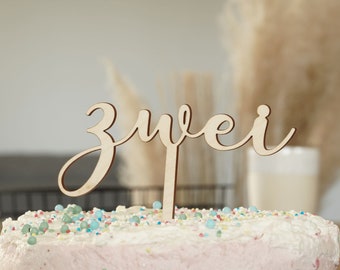 Cake Topper "zwei" I 2. Geburtstag I Kuchentopper I Kuchen Topper I Caketopper zwei