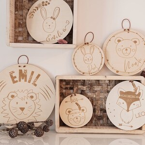 Segno di legno camera dei bambini Nome I Motivi animali I Segno porta camera dei bambini