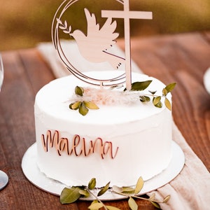 Cake Topper Taufe I Kommunion I Konfirmation I Glaube I Kuchentopper I Kuchen Topper I Caketopper mit extra Name Bild 2