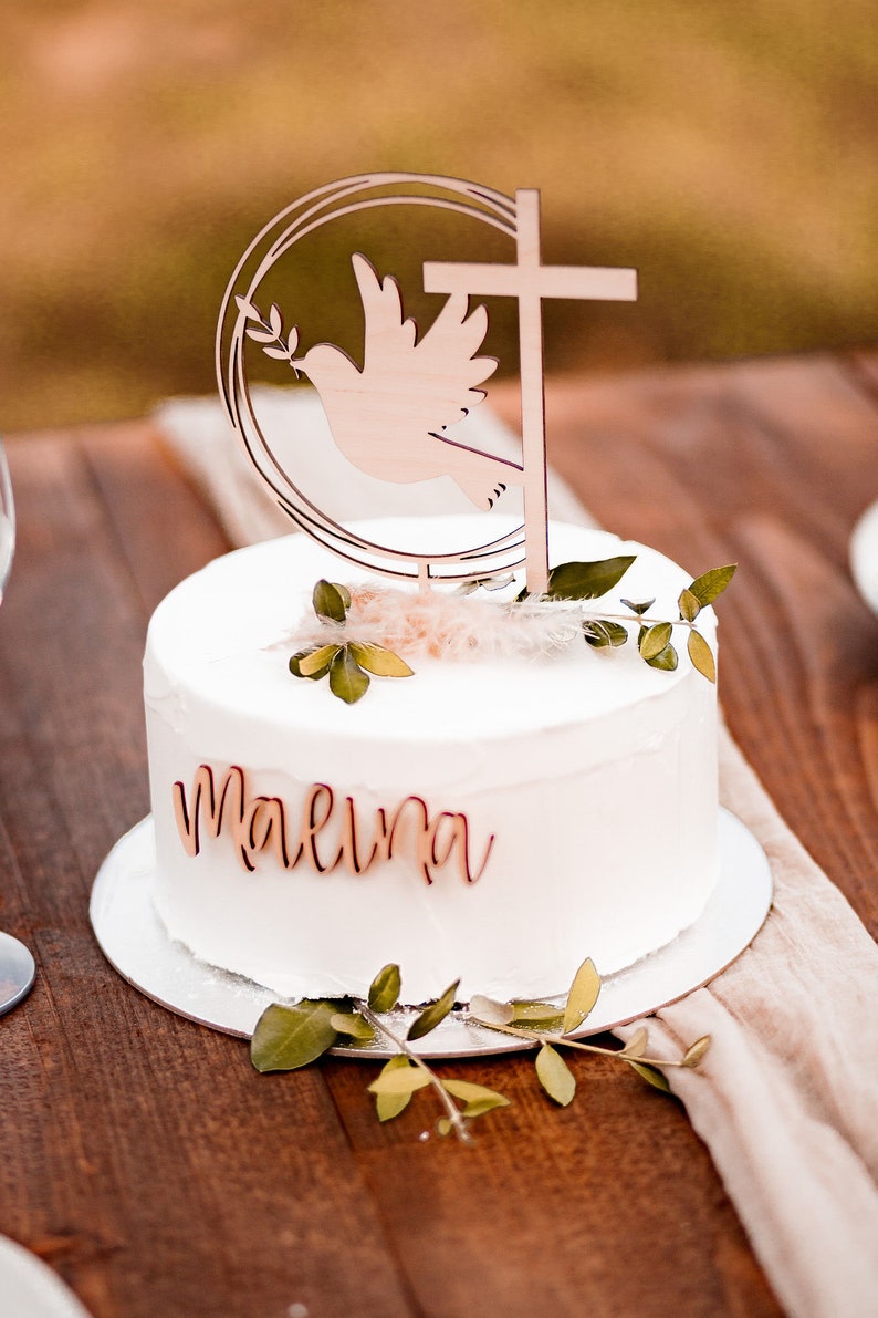 Cake Topper Taufe I Kommunion I Konfirmation I Glaube I Kuchentopper I Kuchen Topper I Caketopper mit extra Name Bild 2