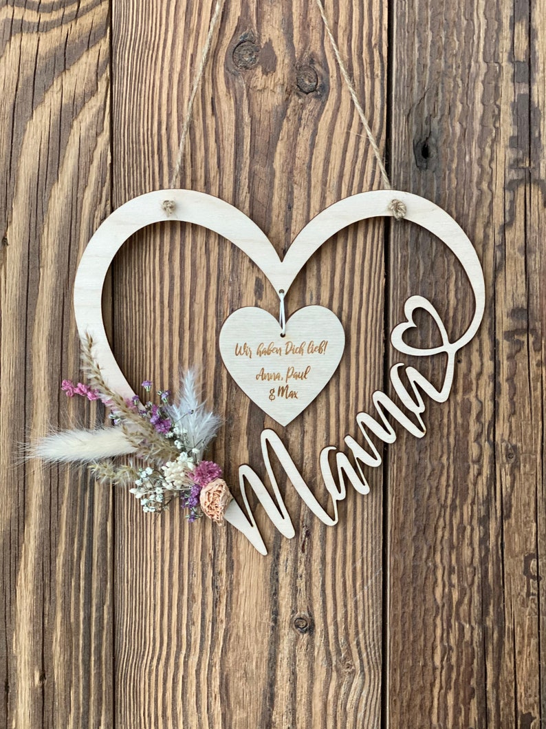 Mother's Day Gift Mom, Gift Mom, Personalized Gift Idea Mom, Grandma Mother's Day, Personalized Heart I DPMA Protected image 2