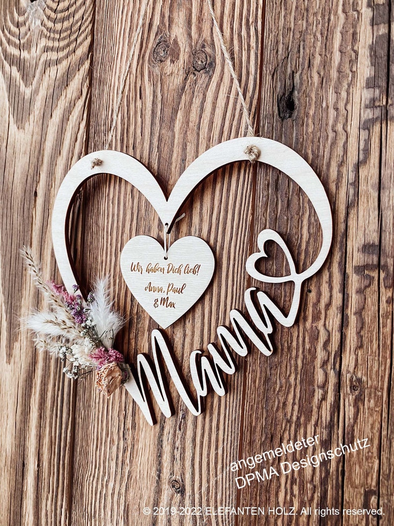 Mother's Day Gift Mom, Gift Mom, Personalized Gift Idea Mom, Grandma Mother's Day, Personalized Heart I DPMA Protected image 1
