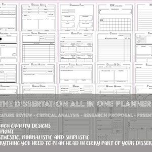All in one dissertation planner, dissertation planner, thesis planner, literature review, research proposal, critical analysis, university