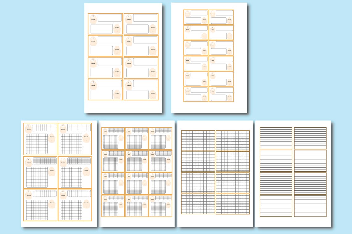 Flashcards, Printable Flashcards, Student Printable, Student, Planner ...