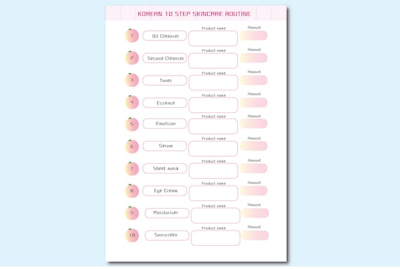 korean skincare, korean printable, 10 step beauty printable, 10 step skincare, beauty printable, skincare printable, skincare, planner print
