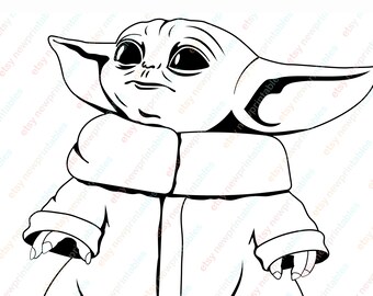 Download Images Of Baby Yoda Clip Art Black And White