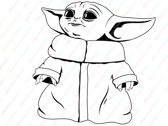 Download Outline Baby Yoda Svg Free for Cricut, Silhouette, Brother Scan N Cut Cutting Machines