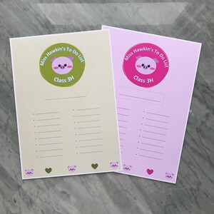 May include: Two printable to-do lists with a pig illustration and the text "Miss Hawkin's To Do List" and "Class 3H". The left list is on a green background and the right list is on a pink background.